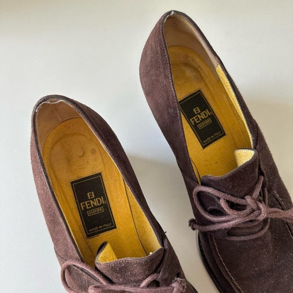Vintage 80s Fendi Brown Suede Loafers - Picture 6 of 8
